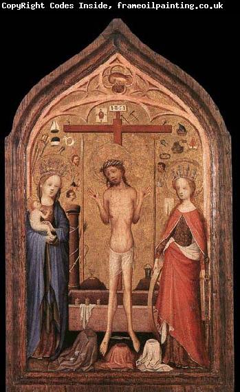 MASTER of Saint Veronica The Man of Sorrow with the Virgin and St Catherine
